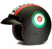 View Item New Heritage Lambretta Italian Target Open Faced Peaked Scooter Helmet Black